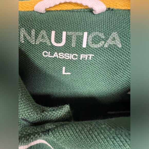 NAUTICA GREEN WHITE BLACK SIZE LARGE GOLF SHIRT - Picture 6 of 6